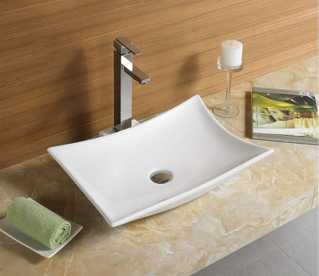 Раковина из санфаянса CeramaLux 9176 57х43 накладная цвет белый 1 отверстие под смеситель