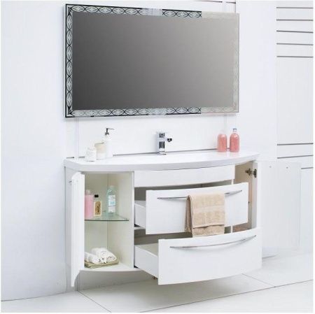 Тумба с раковиной De Aqua Лонг 00186446 140х50 подвесная цвет белый