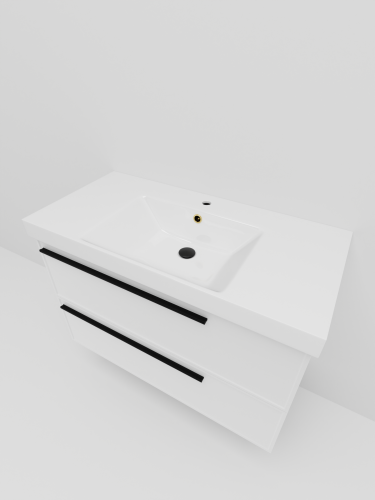 Тумба с раковиной La Fenice Elba TWIN NFNC-01-ELB-B-100-2-3-100 101х62х49 подвесная цвет белый - фото 3
