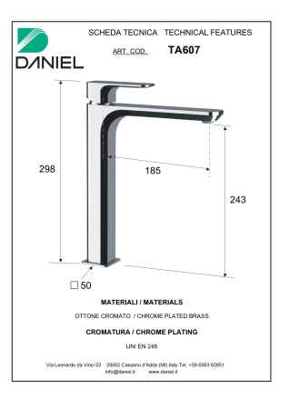 Смеситель Daniel Tiara TA607-14 на столешницу белый матовый