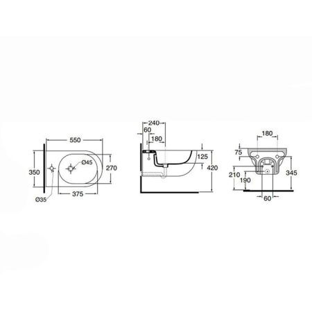 Биде подвесное Azzurra NUVOLA NUBKS000000MBI/(NUV500/SOSK bi)*1 цвет белый