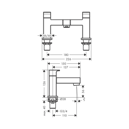 Смеситель Hansgrohe Vernis Shape 71452670 на борт ванны черный