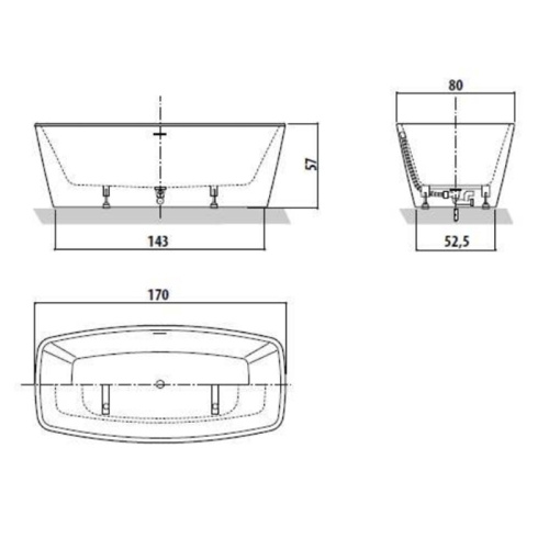 Ванна акриловая Jacuzzi Esprit 9443815A 170х80 отдельностоящая овальная - фото 2