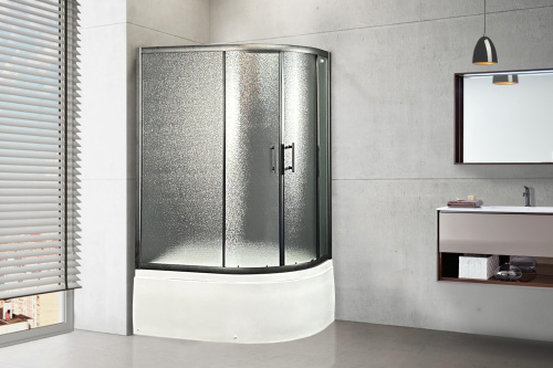 Душевой уголок Royal Bath BK RB8120BK-C-BL-L-Practic 120х80 стекло матовое профиль черный с поддоном