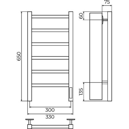 Полотенцесушитель электрический Terminus 4670078557100 35х65 хром