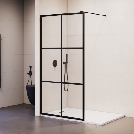 Душевая перегородка RGW Walk In 32101190-84 90х200 стекло с рисунком профиль черный