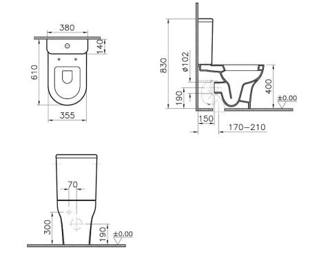 Унитаз напольный с бачком Vitra Zentrum 9012B003-7226 белый с сиденьем микролифт