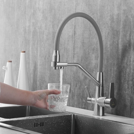 Смеситель для кухни Rose R558L на мойку сатин