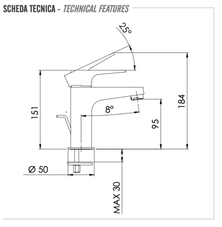 Смеситель для раковины Remer Winner W10 на столешницу хром