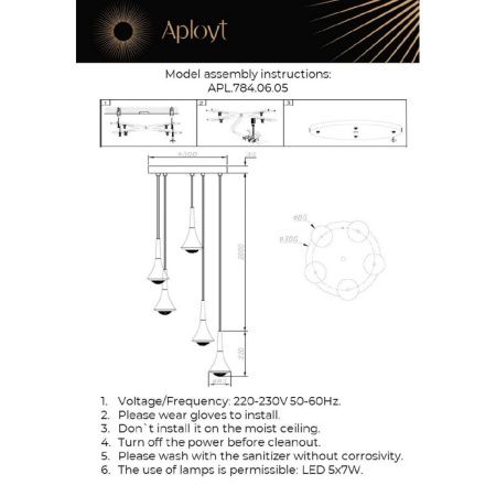 Люстра каскадная Aployt Agas (Агас) APL.784.06.05