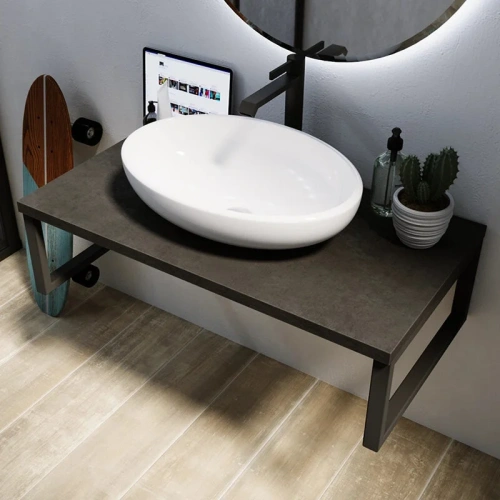 Столешница 1MarKa Grunge Loft У85837 90х48 накладная цвет бетон темно-серый - фото 3