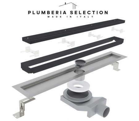 Душевой лоток Plumberia Selection PST IN-TILE PST90NO 90х5 черный