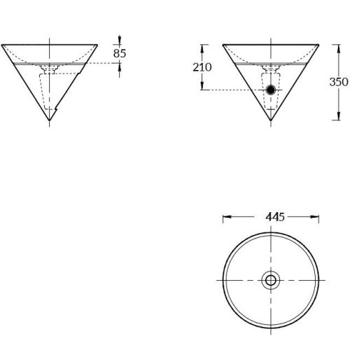Раковина керамическая Kerama Marazzi CONO CO.wbi.44 45х45 встраиваемая цвет белый без отверстий под смеситель - фото 2