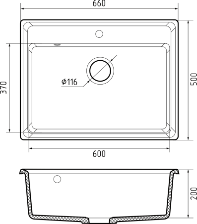 Кухонная мойка Granfest Level LV-660 топаз 66х50 цвет серый поверхность матовая