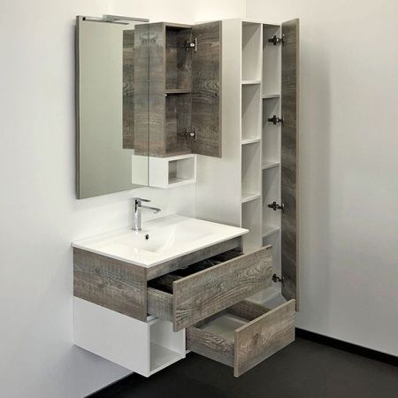 Тумба с раковиной Comforty Турин 00-00013913CF 80х50 подвесная цвет серый