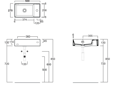 Раковина из санфаянса Simas AG 50 bia/1 hole 50х27 подвесная цвет белый