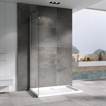 Боковая стенка Abber Zart S101 100х195 стекло прозрачное профиль хром глянцевый