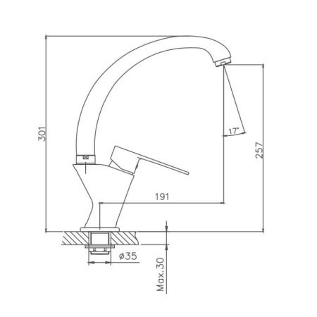 Смеситель для кухни Cron CN70523 на мойку хром