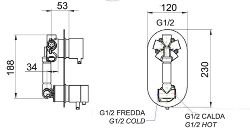 Смеситель для душа Remer Elegance NT95 встраиваемый в стену хром с термостатом - фото 2