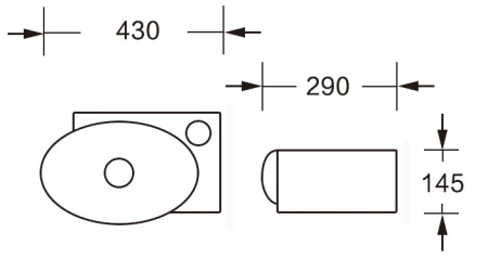 Раковина из сантехнического фарфора Milleau PERL MU058B-GW 40х30 подвесная цвет белый 1 отверстие под смеситель