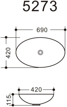 Раковина керамическая Art&Max AM5273-W 70х40 накладная цвет белый
