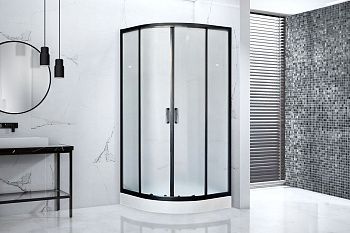 Душевой уголок Royal Bath HK RB100HK-C-BL 100х100 стекло матовое профиль черный с поддоном