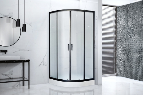 Душевой уголок Royal Bath HK RB90HK-C-BL 90х90 стекло матовое профиль черный