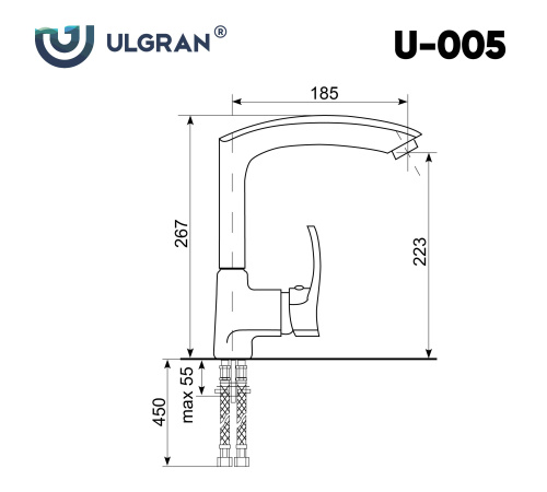 Смеситель для кухни Ulgran Classic U-005-345 на раковину шоколад без термостата - фото 2