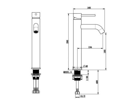 Смеситель Bronze de Luxe SCANDI 1452B на раковину черный - фото 3
