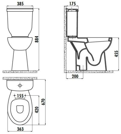 Чаша унитаза напольная Creavit BD305-11CB00E-0000 цвет белый без бачка без сиденья душевой смыв