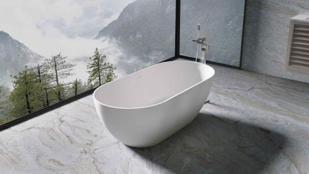 Ванна из искусственного камня Vincea Solid Surface VBT-4S04MW 170х80 отдельностоящая овальная