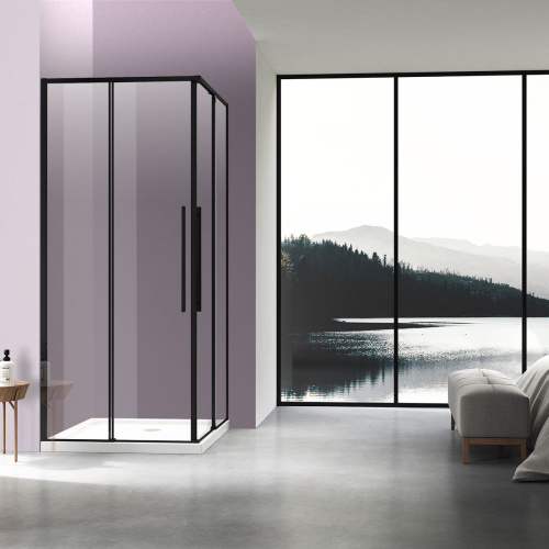 Душевой уголок Vincea Slim-N VSS-4SN9010CLB 100х90 стекло прозрачное профиль черный