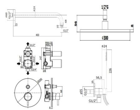 Душевая система Paffoni Light KITLIG015HGKING встраиваемая в стену