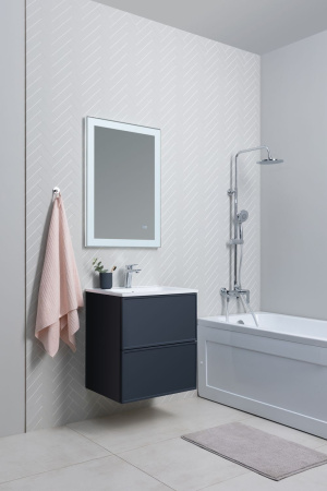 Раковина из литьевого мрамора Aquanet Арт 00318925 74х45 полувстраиваемая цвет белый 1 отверстие под смеситель