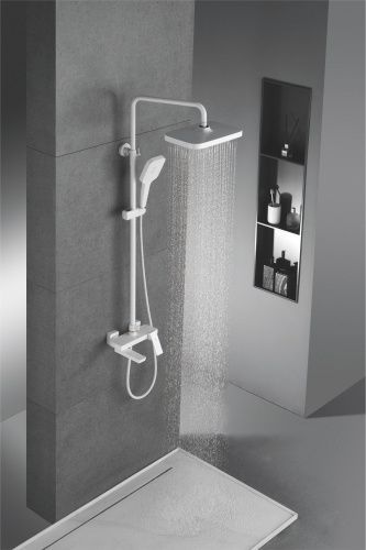 Душевая стойка Rose R1836C настенная цвет белый - фото 4