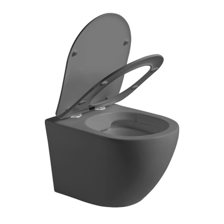 Унитаз подвесной Vincea Globo VT1-14SMA антрацит матовый с сиденьем микролифт безободковый душевой смыв