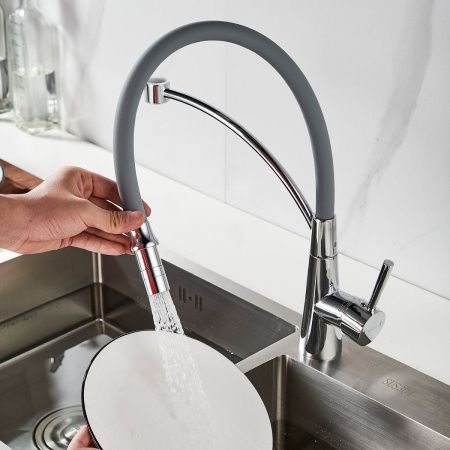 Смеситель для кухни Shevanik S743-9 на мойку хром/серый