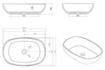 Раковина из полиэфирной смолы Abber Kristall AT2805Saphir 60х40 накладная цвет синий без отверстий под смеситель