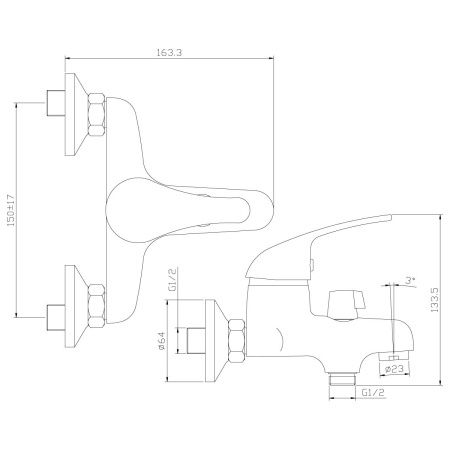 Смеситель для ванны Rossinka Y Y40-30 настенный хром