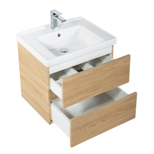 Тумба под раковину Art&Max TECHNO AM-Techno-600-2C-SO-LW674 57х46х50 подвесная цвет дуб мадейра янтарь - фото 4