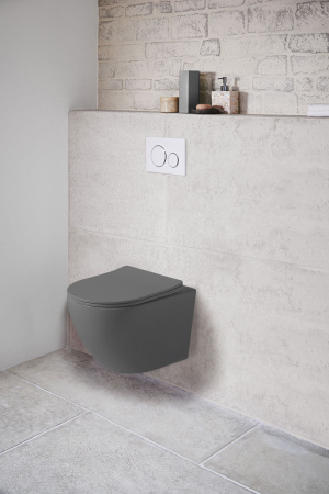 Унитаз подвесной Vincea Globo VT1-14SMA антрацит матовый с сиденьем микролифт безободковый душевой смыв