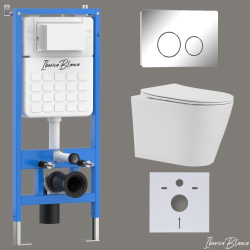 Комплект унитаз с инталляцией и клавишей смыва Iberica Blanca BURGOS ALTO IB001.BRA.234.8131 - фото 2