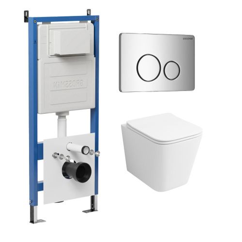 Инсталляция + кнопка смыва + унитаз Grossman Style 97.4441S.05.10M