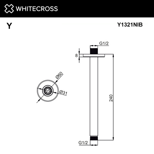 Кронштейн для душа Whitecross Y brushed nickel Y1321NIB - фото 2