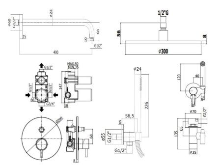 Душевая система Paffoni Light KITZLIG015HGSPKING встраиваемая в стену