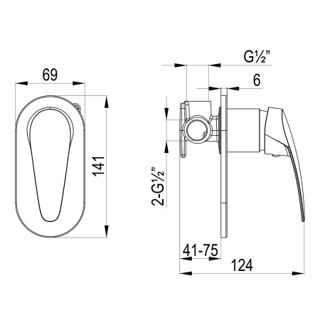Смеситель для душа LeMark Linara LM0423C встраиваемый в стену хром
