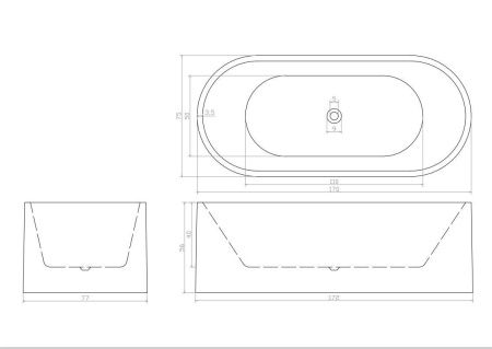Ванна акриловая Cerutti SPA CT9907 170х75 отдельностоящая овальная с ножками