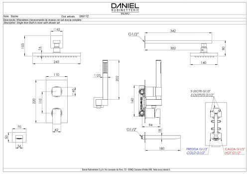 Душевая система Daniel Skyline SK617Z-CR встраиваемая цвет хром - фото 3