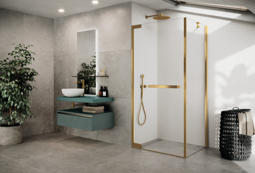 Душевая перегородка Novellini N180 N180FG90-1P 90х200 стекло прозрачное профиль золото матовое - фото 2