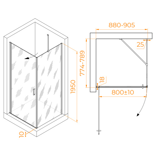 Душевой уголок RGW Leipzig 06123498-11 90х80 стекло прозрачное профиль хром глянцевый без поддона - фото 2